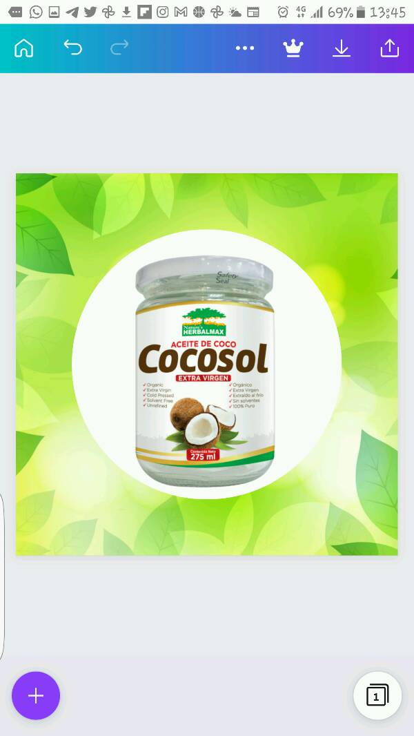 ACEITE DE COCO / COCOSOL ACEITE FRASCO X 275 mL
