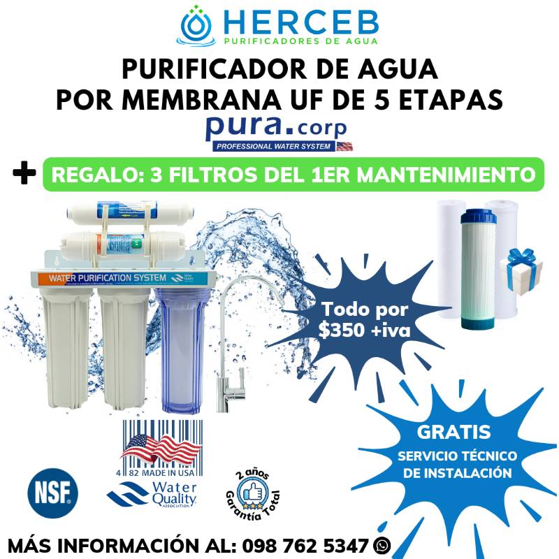 Sistema Purificador Filtro De Agua 5 Etapas Agua 100% Pura