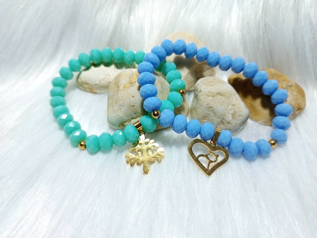 Pulsera de Muranos con Dije de Niña y Corazón – Pepas Joyas