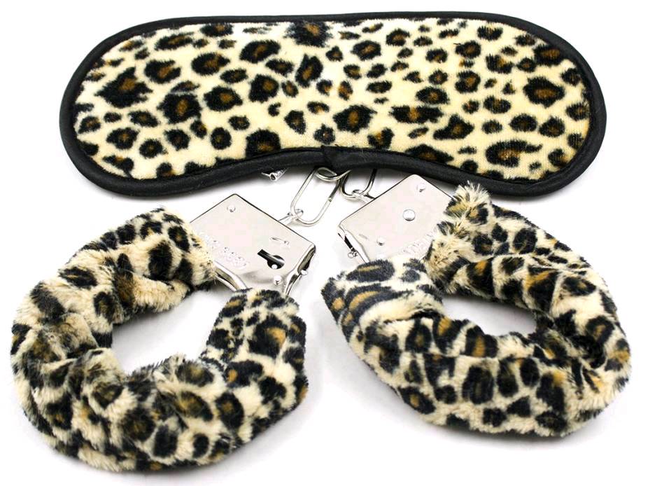 KIT ANIMAL PRINT, MASCARA DE OJOS Y ESPOSAS DE PELUCHE. RYWC-222