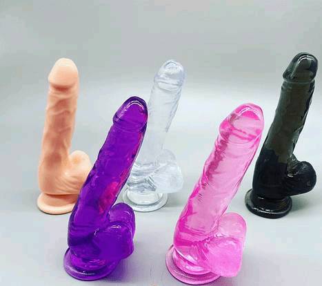 DILDO JELLY FLEXIBLE CON VENTOSA Y BASE DE SUCCION