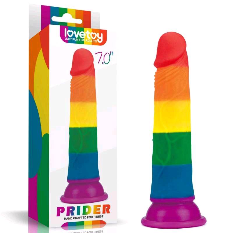 DILDO 7" ORGULLO GAY, CON BASE DE SUCCION. LOVETOY - LV410025