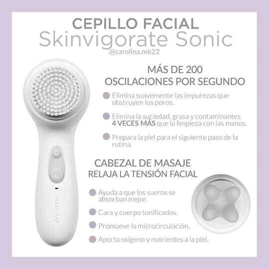 Cepillo Ultrasonico Skinvigorate con 2 Cabezales: Limpiador y Masajeador 