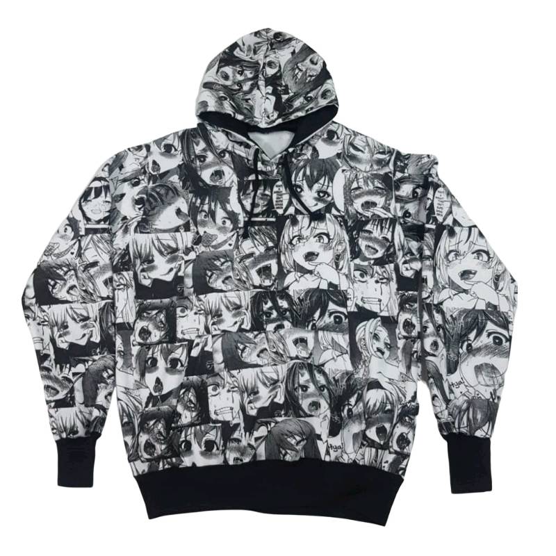 Ahegao Hoodie Buzo De Ahegao Ahegao Manga Pattern Snug Oversized