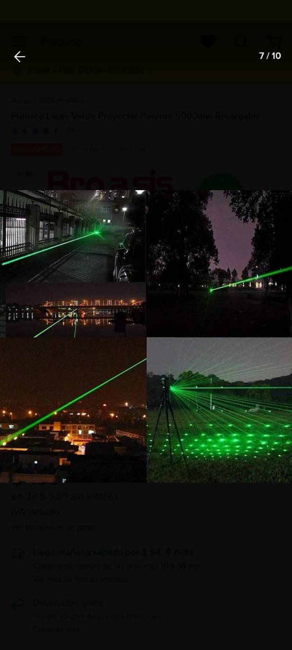 Puntero Laser Verde Proyector Potente 5000mw Recargable