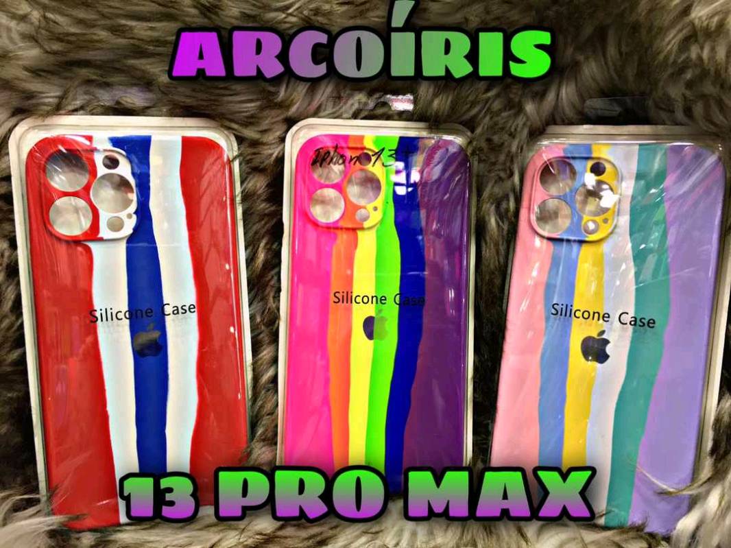Silicone Case Arcoíris iPhone 13 Pro Max con protector de cámara