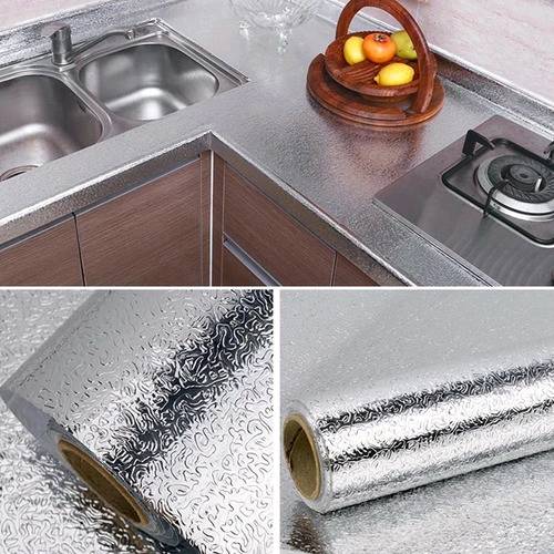 Papel Aluminio Adhesivo 60cmx2m para Cocina Tapiz antigrasa GENERICO