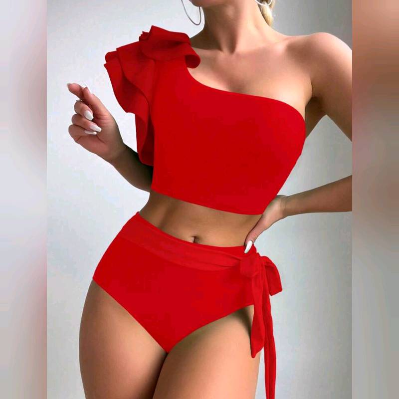 Traje De Baño de 2 piezas de Un hombro de Cuebierto 