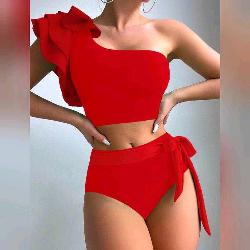 Traje De Baño de 2 piezas de Un hombro de Cuebierto 
