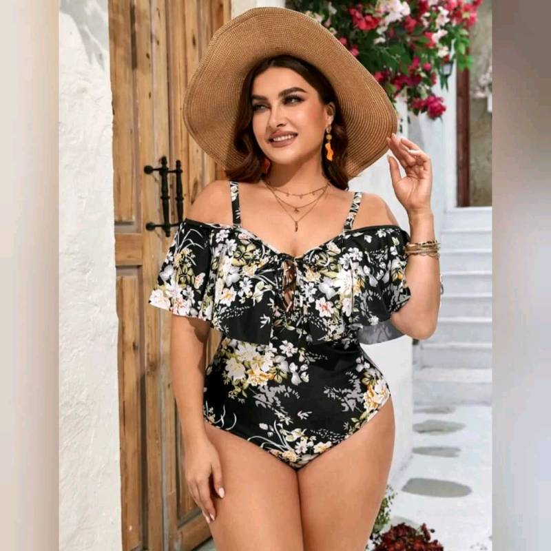 Traje de Baño  Estilo Campesino Con Detalle Fruncido de 1 Pieza 