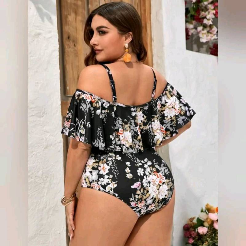 Traje de Baño  Estilo Campesino Con Detalle Fruncido de 1 Pieza 
