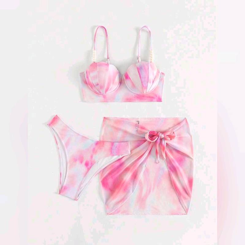 Traje de Baño 3 Piezas  Push Up y Estampado Tie dye