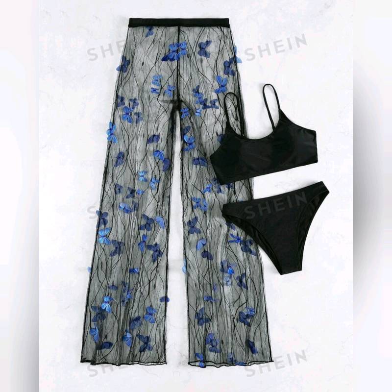 Traje de Baño de 3 Piezas Cover Up con Diseño 