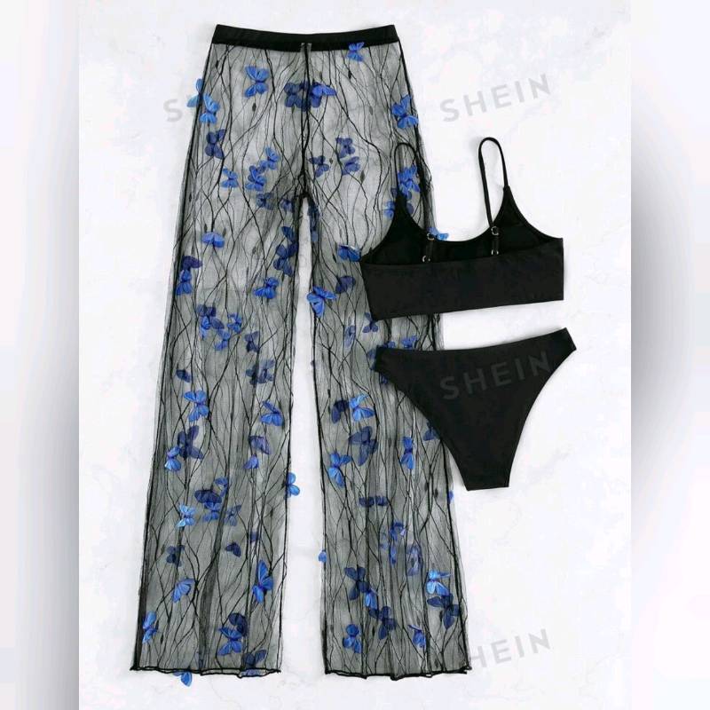 Traje de Baño de 3 Piezas Cover Up con Diseño 