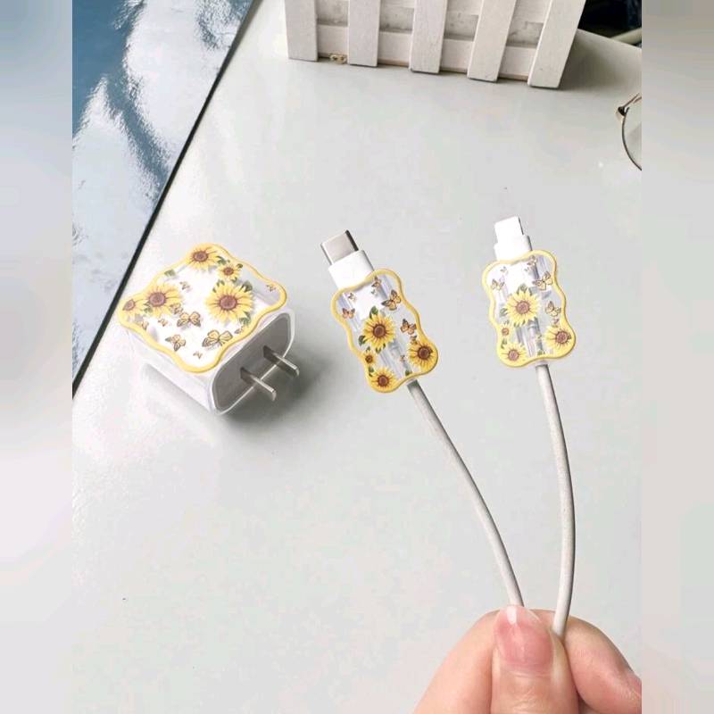 Protector de Cubo de Cargador Con Diseño de Girasol ( incluye 3 piezas )