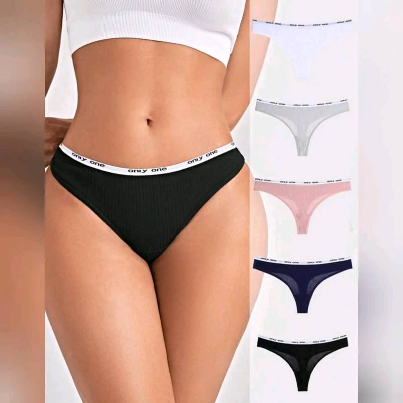 Set de 5 Bragas Tejido de Canalé (algodón)