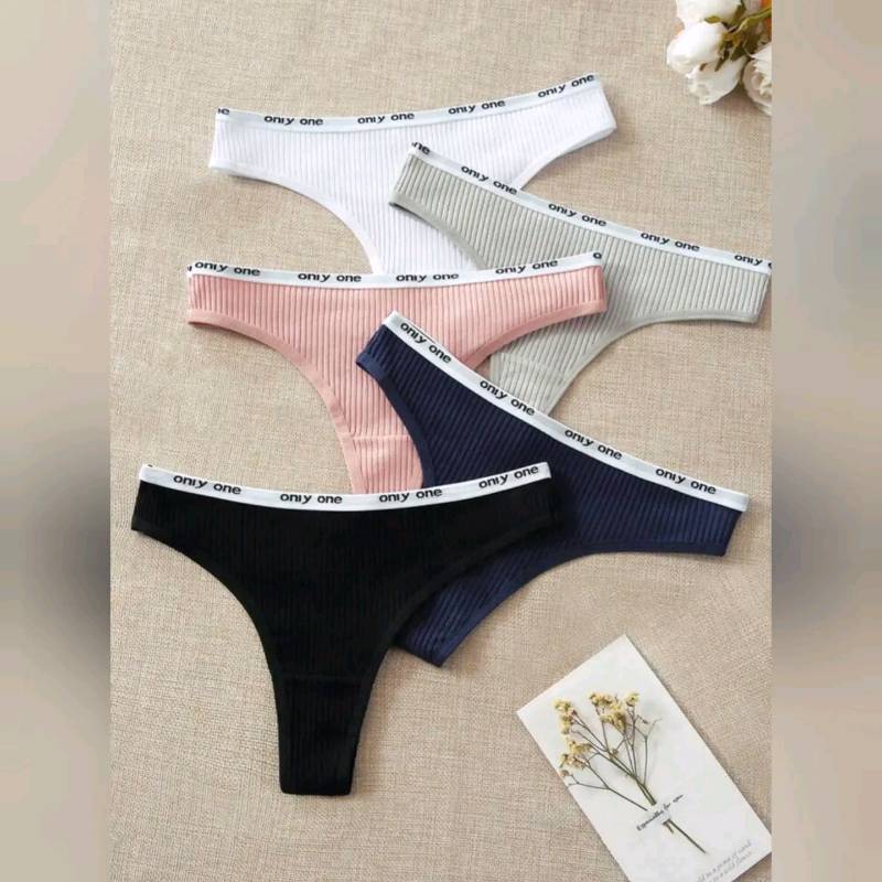 Set de 5 Bragas Tejido de Canalé (algodón)