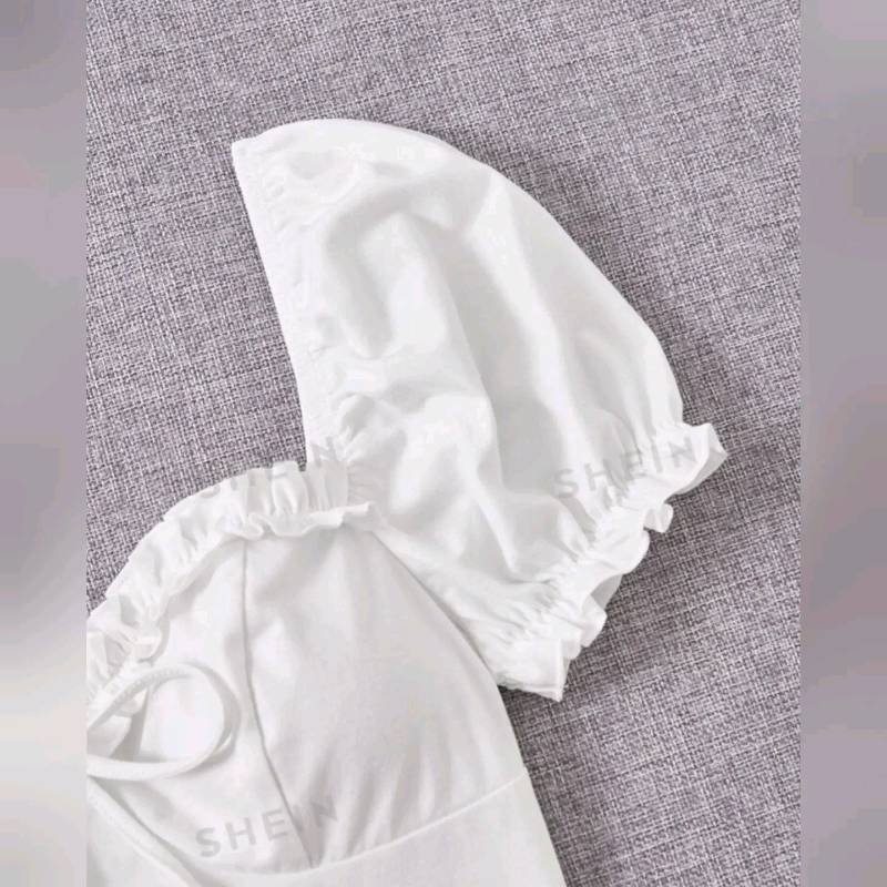 Crop Top De Manga farol Con Escote Corazón (Escote Lateral Amplio)