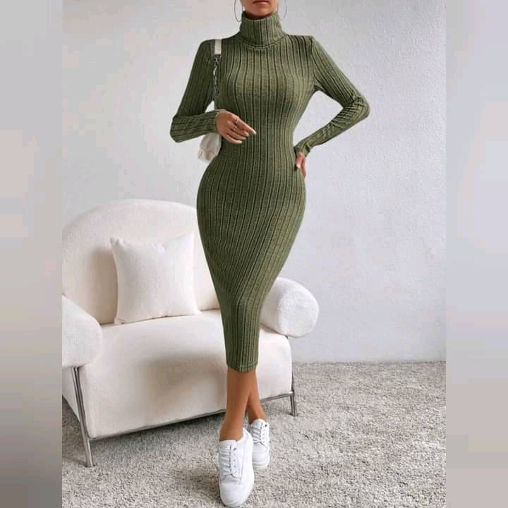 Vestido ajustado Cuello Alto Tejido de Canalé