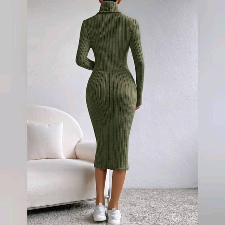 Vestido ajustado Cuello Alto Tejido de Canalé