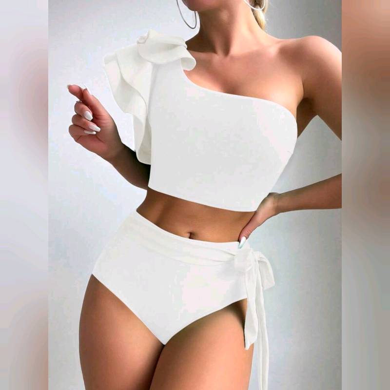 Traje de Baño de 2 Piezas de Un Hombro Descubierto 