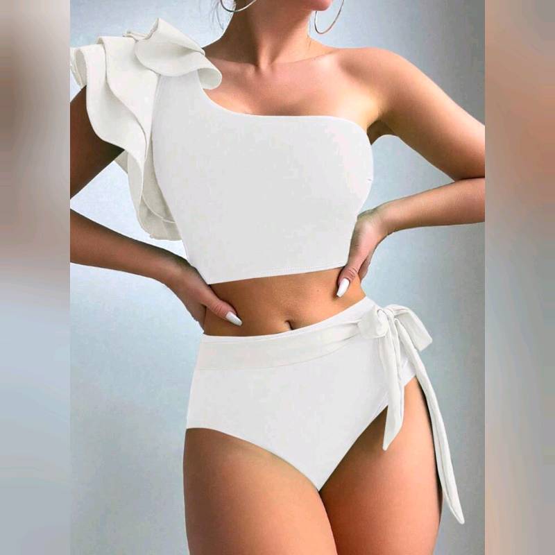 Traje de Baño de 2 Piezas de Un Hombro Descubierto 