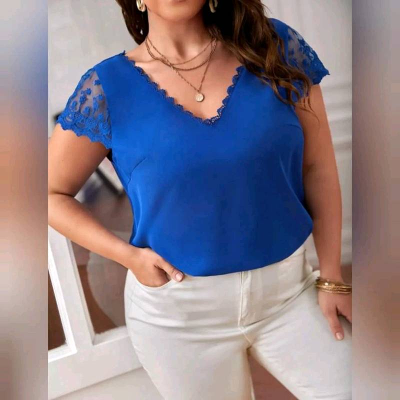  Blusa Cuello V Con Bordado De Malla