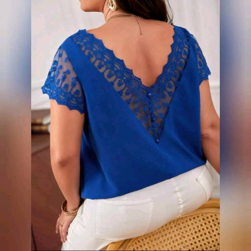  Blusa Cuello V Con Bordado De Malla