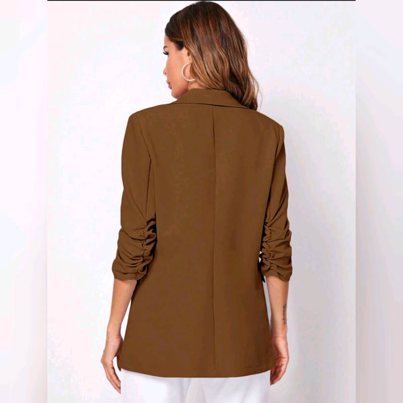 Blazer Cuello Esmoquin de manga Con Fruncido 
