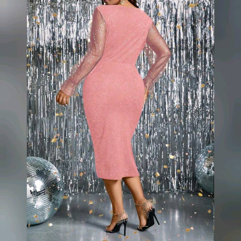 Vestido De Abertura En Muslo Con Diseño De Brillantes Y Malla Encontraste 