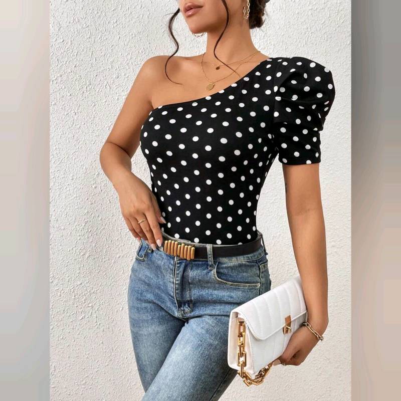 Blusa de un Hombro de Manga Farol