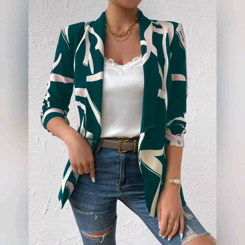 Blazer Con Estampado y manga Con Fruncido 