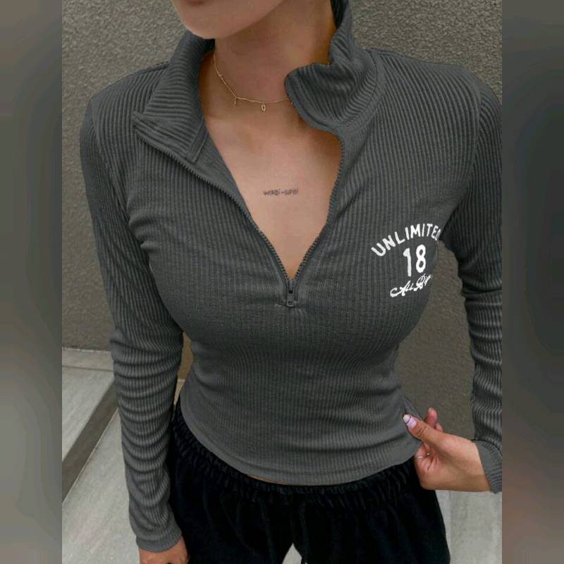 Blusa Manga Larga Corta Tejido de Canalé 