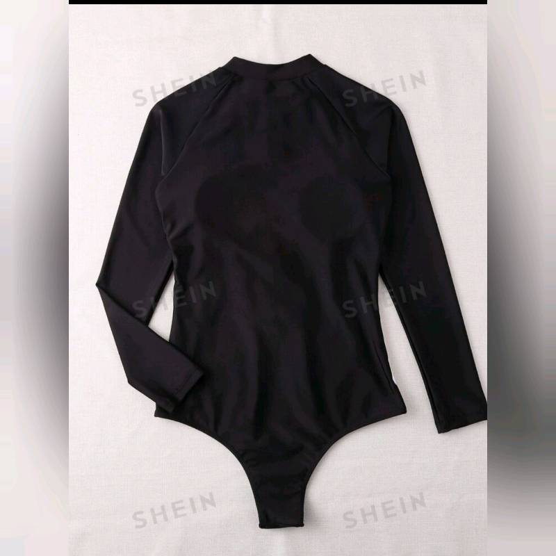Traje de Baño de 1 Pieza Con Zipper Delantero Color Combinado