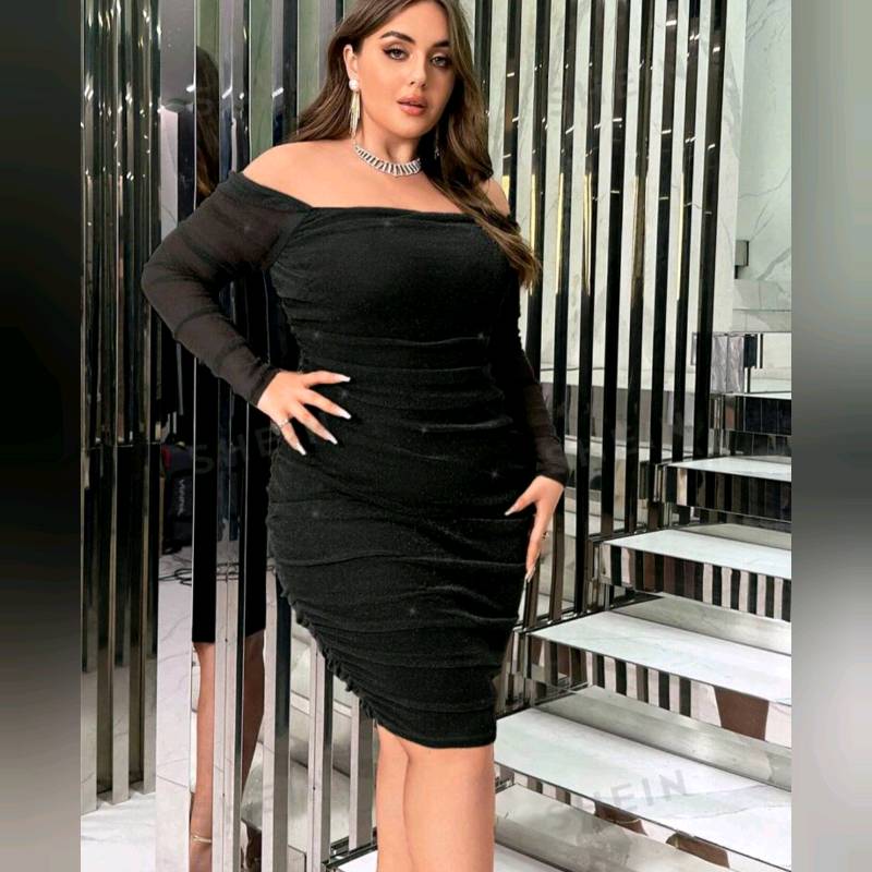 Vestido De Malla Con Diseño fruncido Brillante 