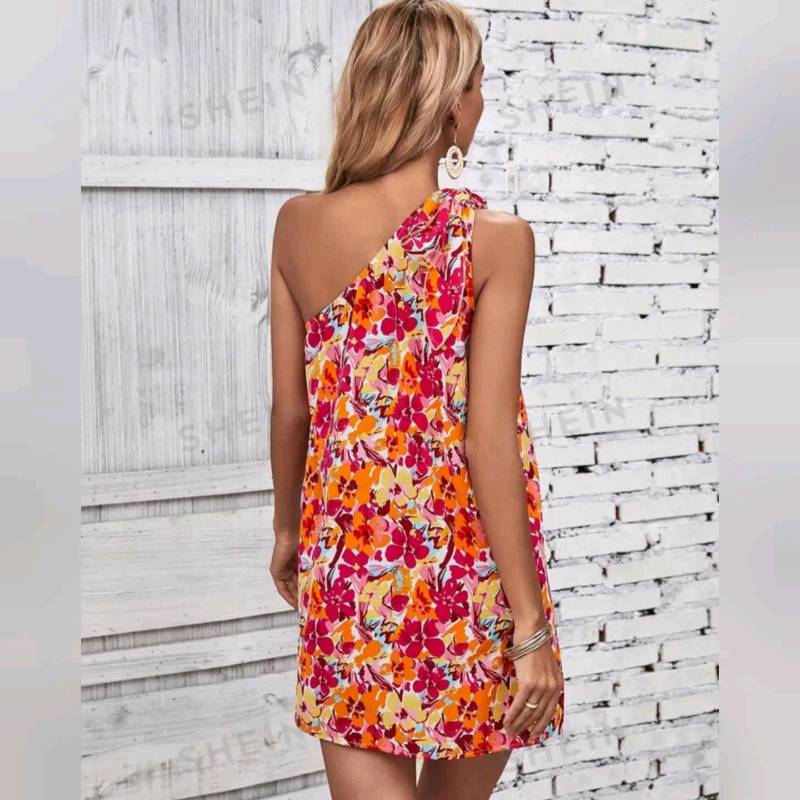 Vestido Con Estampado floral & Nudo Lateral