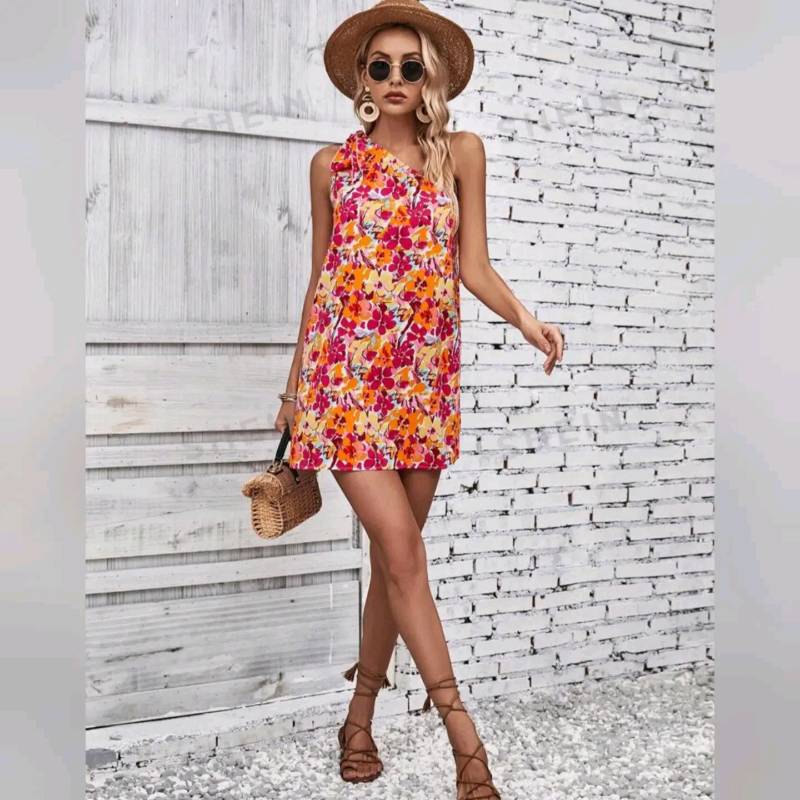 Vestido Con Estampado floral & Nudo Lateral