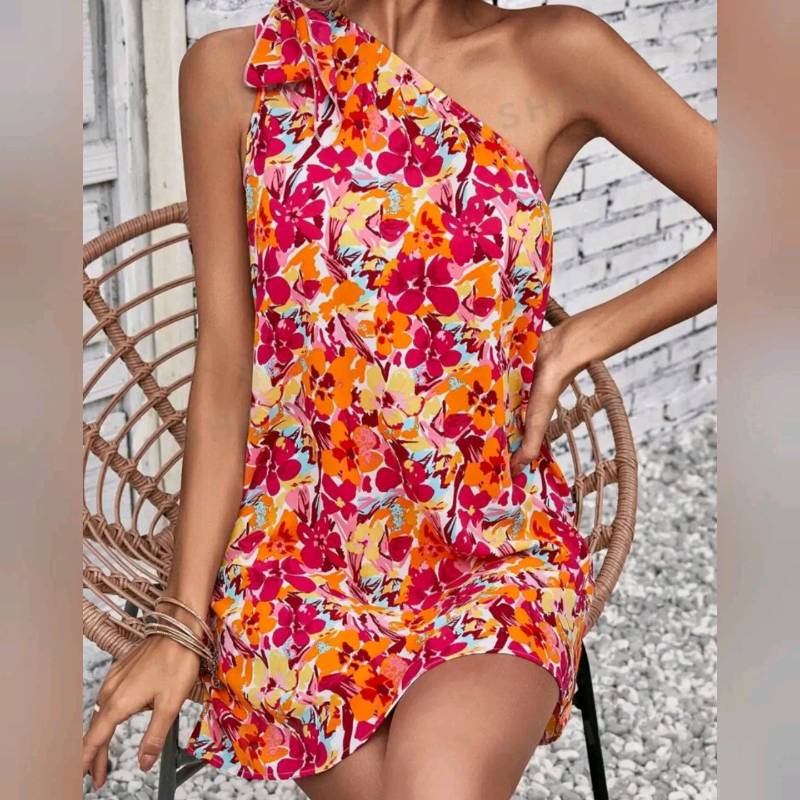 Vestido Con Estampado floral & Nudo Lateral