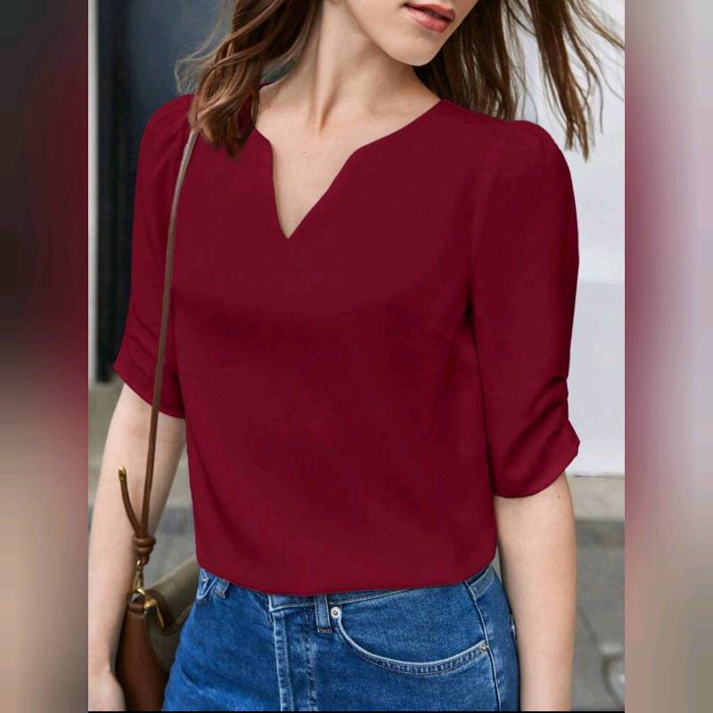 Blusa Manga Farol cuello V