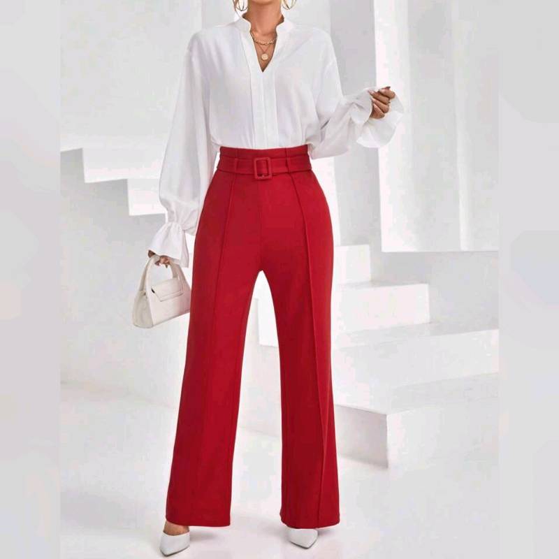 Pantalones de Pierna Amplía Talle Ultra alto ( con cinturón de Tela)
