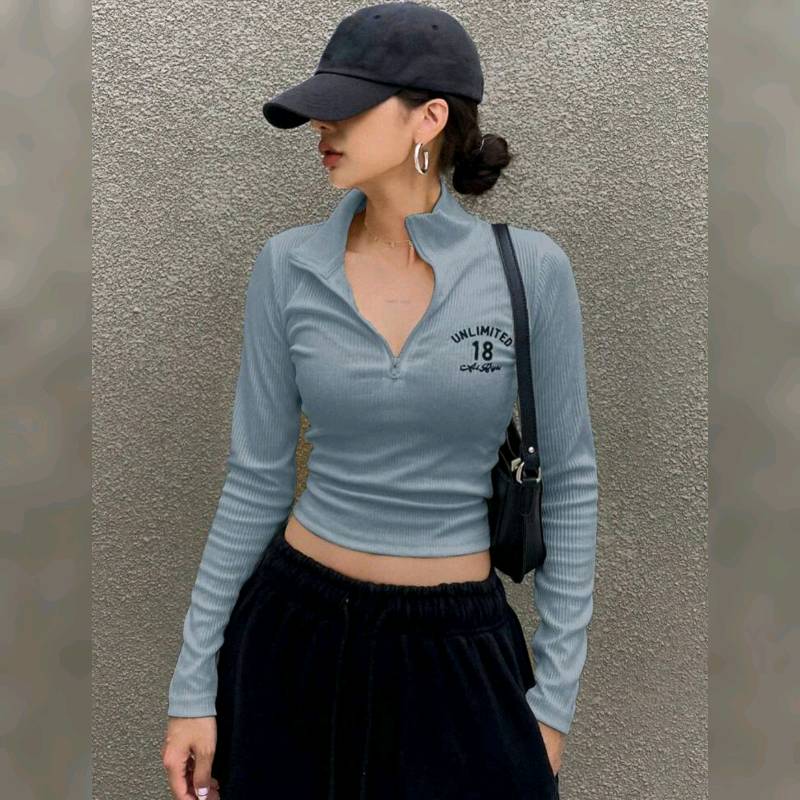 Blusa Manga Larga corta Tejido de Canalé 