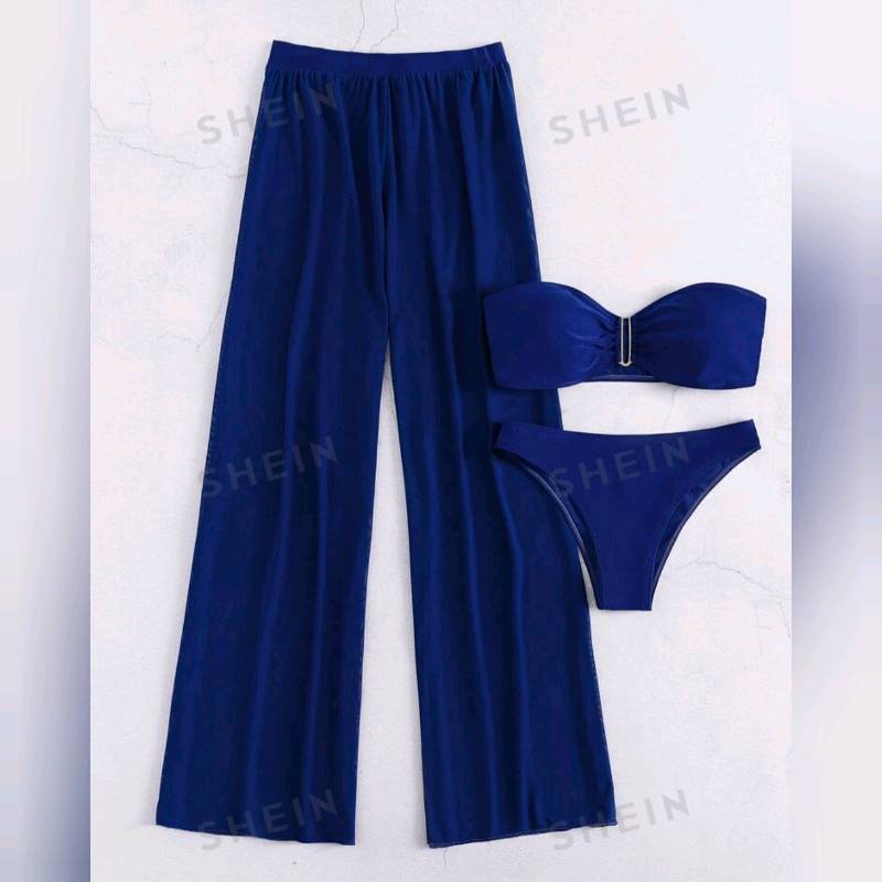 Traje De baño De 3 piezas con Diseño En V ( Incluye Bikini)