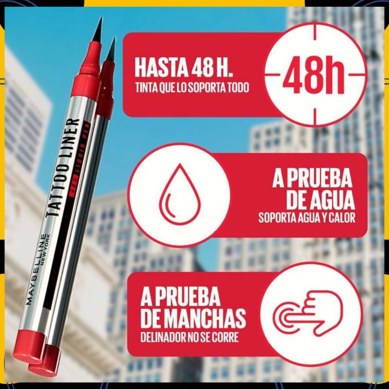 DELINEADOR TATTOO LINER 48H PUNTA PLUMON - MAYBELLINE 