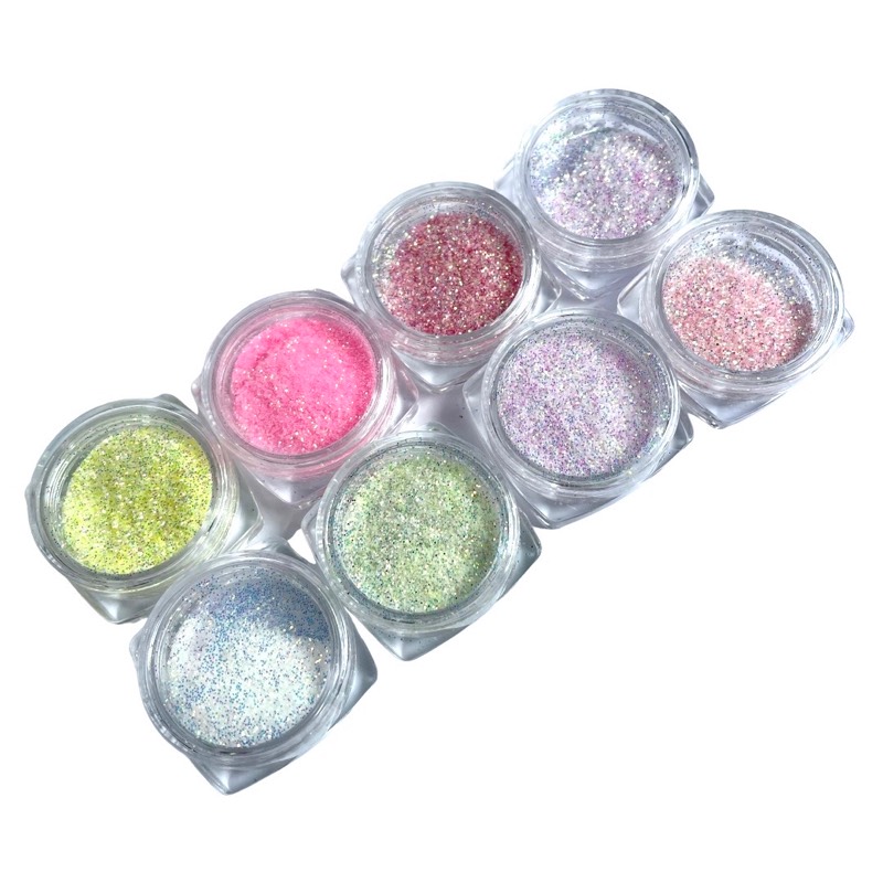 Set x8 mini frascos de glitter 3D “1”