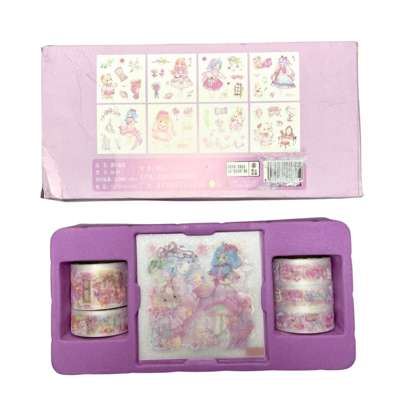 Set de washitapes + stickers “shiny pink”