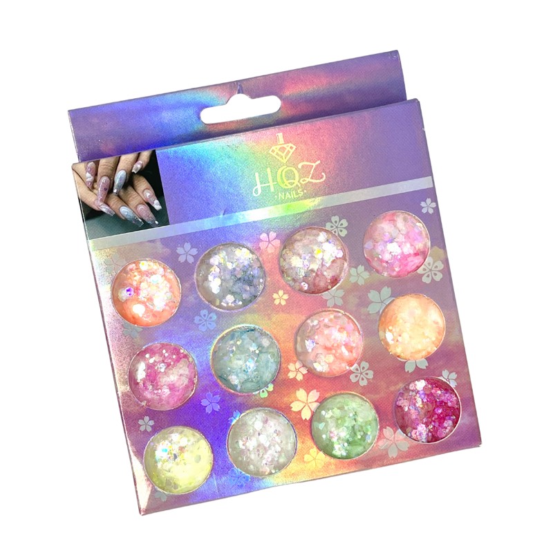 Set x12 frasquitos de glitter 3D