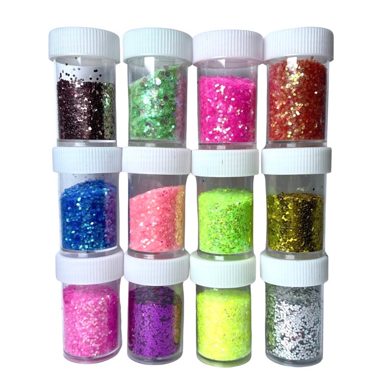 Set x12 frascos de glitter 3D “3”