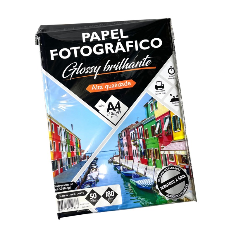 Set x50 papel fotográfico brillante A4 180gr.