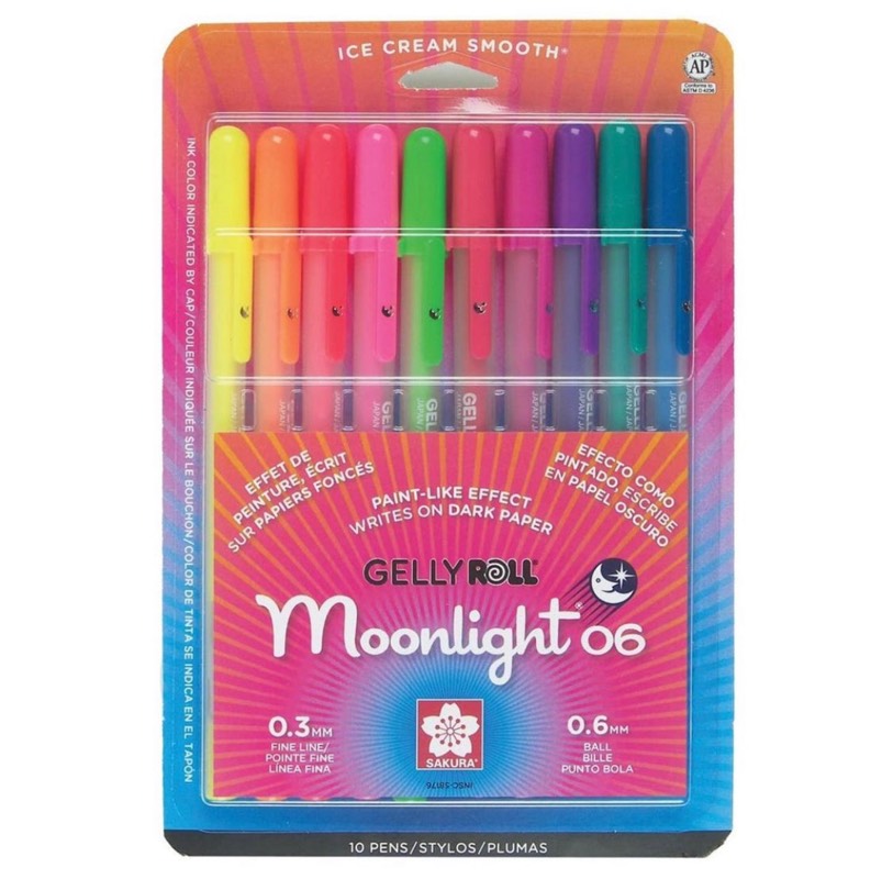 Set x10 gelly roll “moonlight 06” neón 