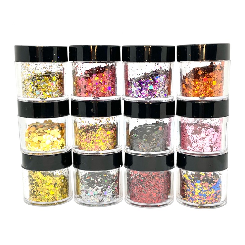 Set x12 frascos de glitter 3D “1”